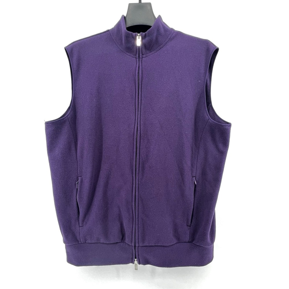 Polo Golf Ralph Lauren Fleece Vest Purple L Full Zip Big Pony‎ Logo Retro Style